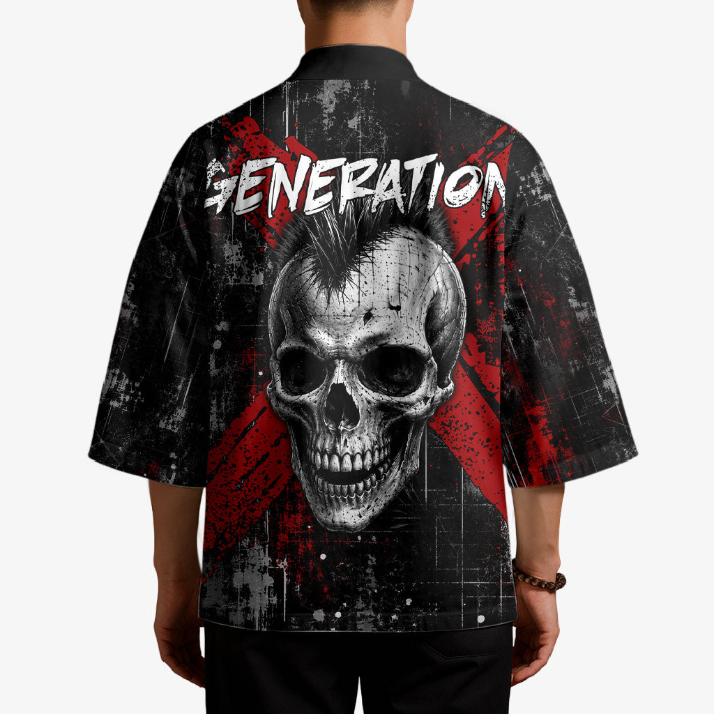 Generation X Mohawk Skull Kimono Distressed Punk Rock Grunge