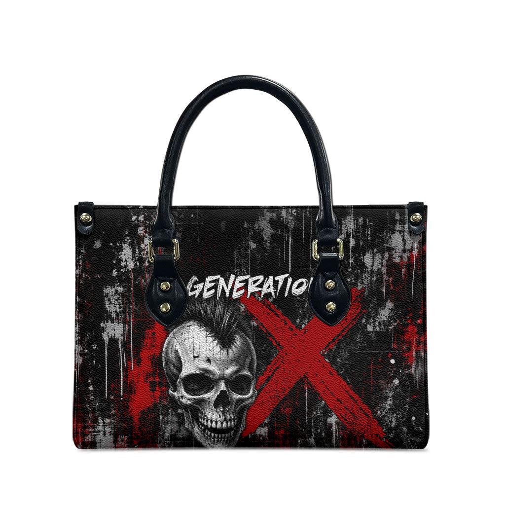 Generation X Mohawk Skull Leather Bag Distressed Punk Rock Grunge