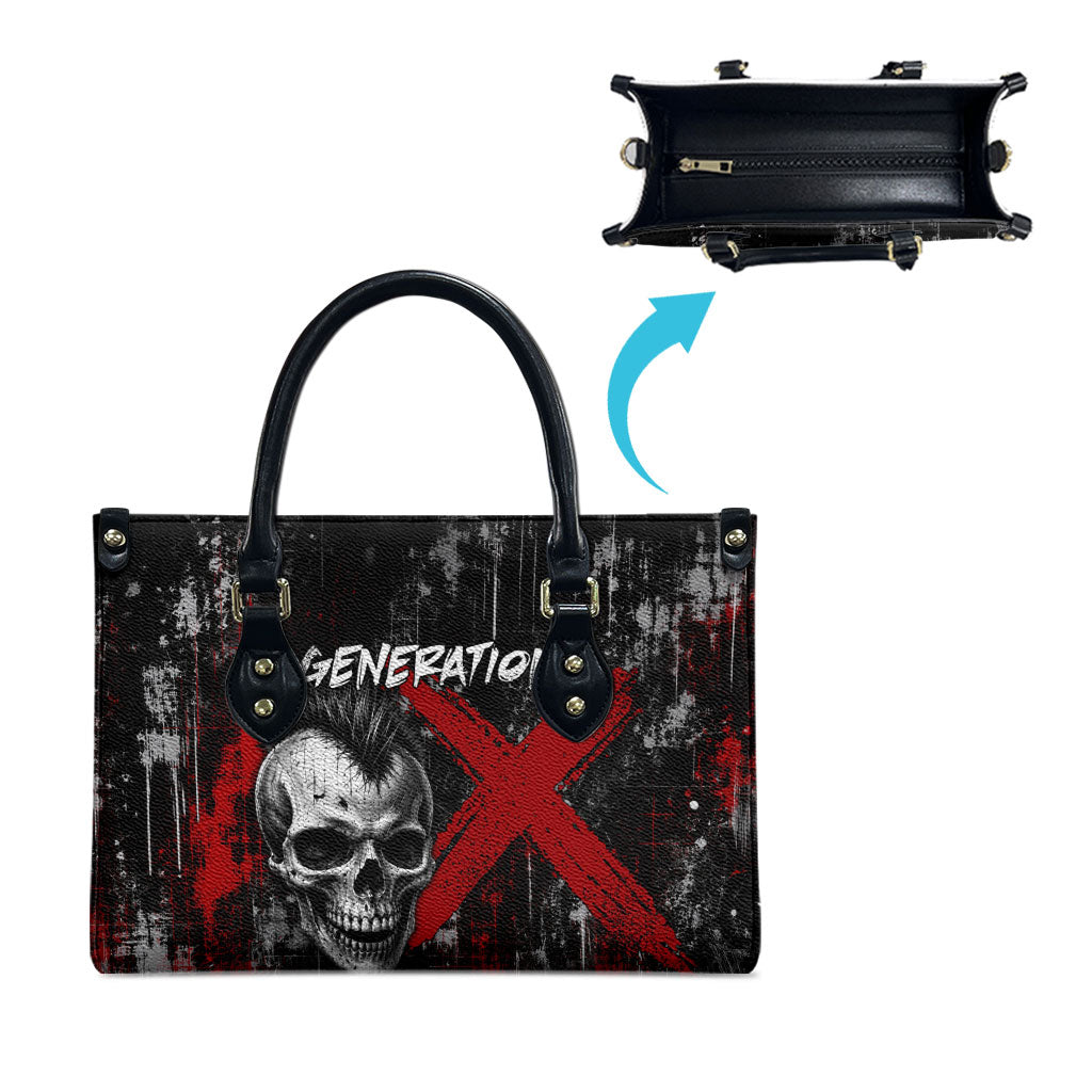 Generation X Mohawk Skull Leather Bag Distressed Punk Rock Grunge