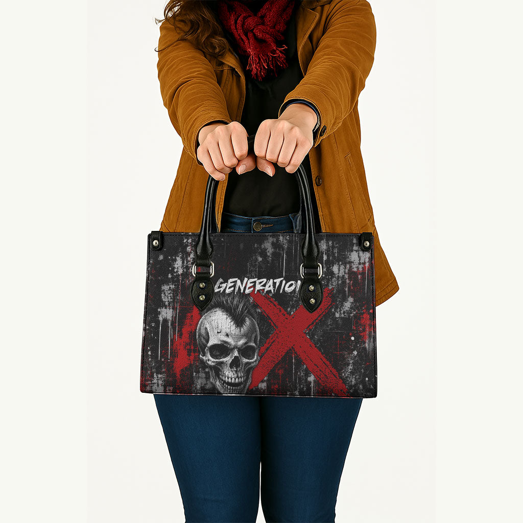 Generation X Mohawk Skull Leather Bag Distressed Punk Rock Grunge