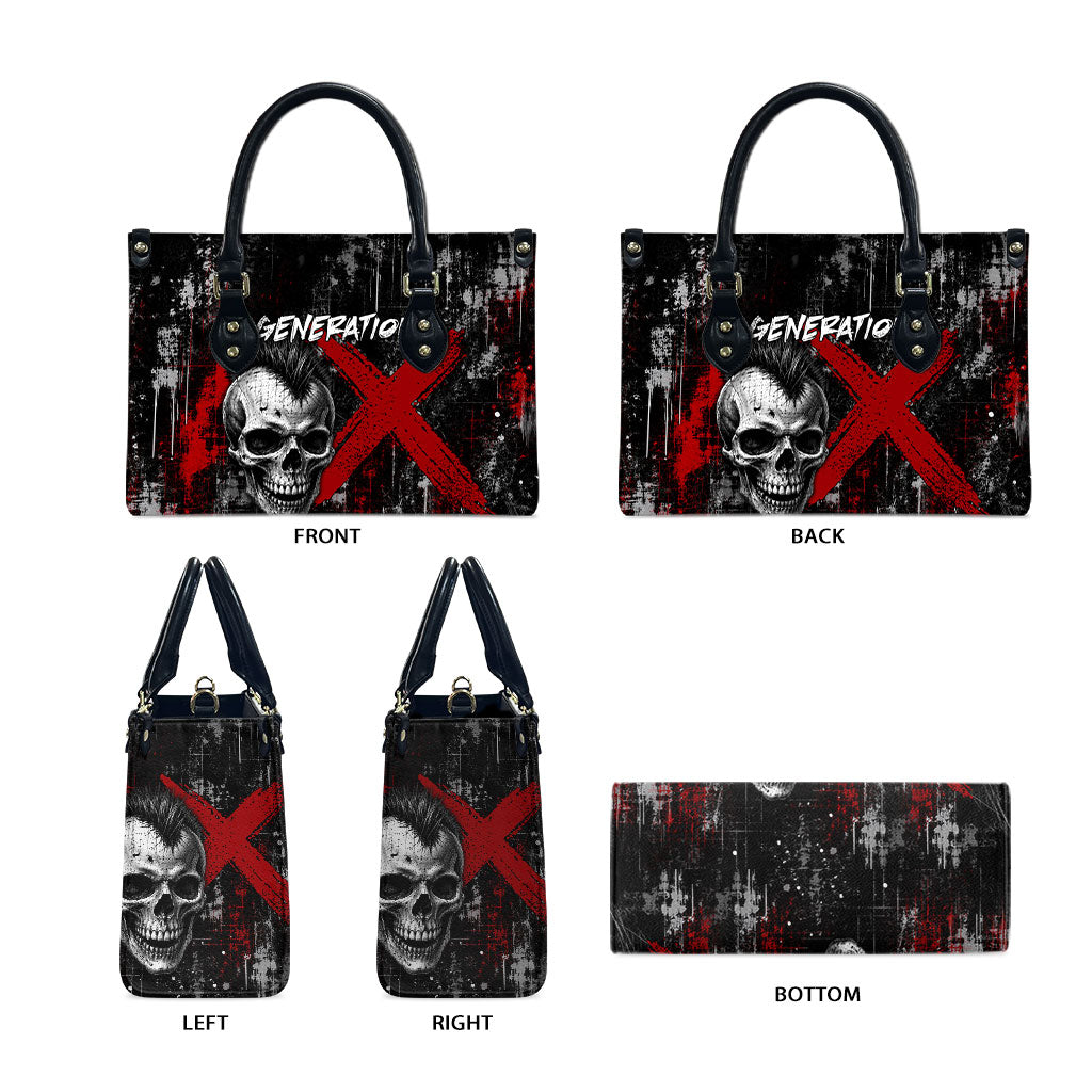 Generation X Mohawk Skull Leather Bag Distressed Punk Rock Grunge