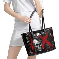 Generation X Mohawk Skull Leather Tote Bag Distressed Punk Rock Grunge