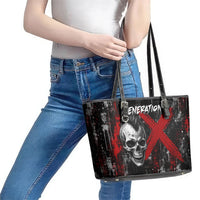 Generation X Mohawk Skull Leather Tote Bag Distressed Punk Rock Grunge