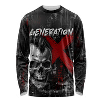 Generation X Mohawk Skull Long Sleeve Shirt Distressed Punk Rock Grunge