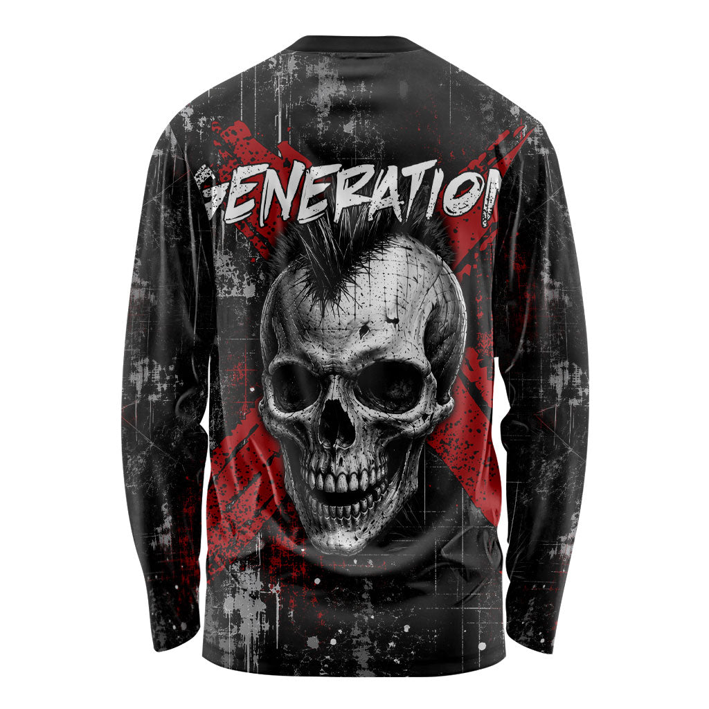 Generation X Mohawk Skull Long Sleeve Shirt Distressed Punk Rock Grunge