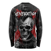 Generation X Mohawk Skull Long Sleeve Shirt Distressed Punk Rock Grunge