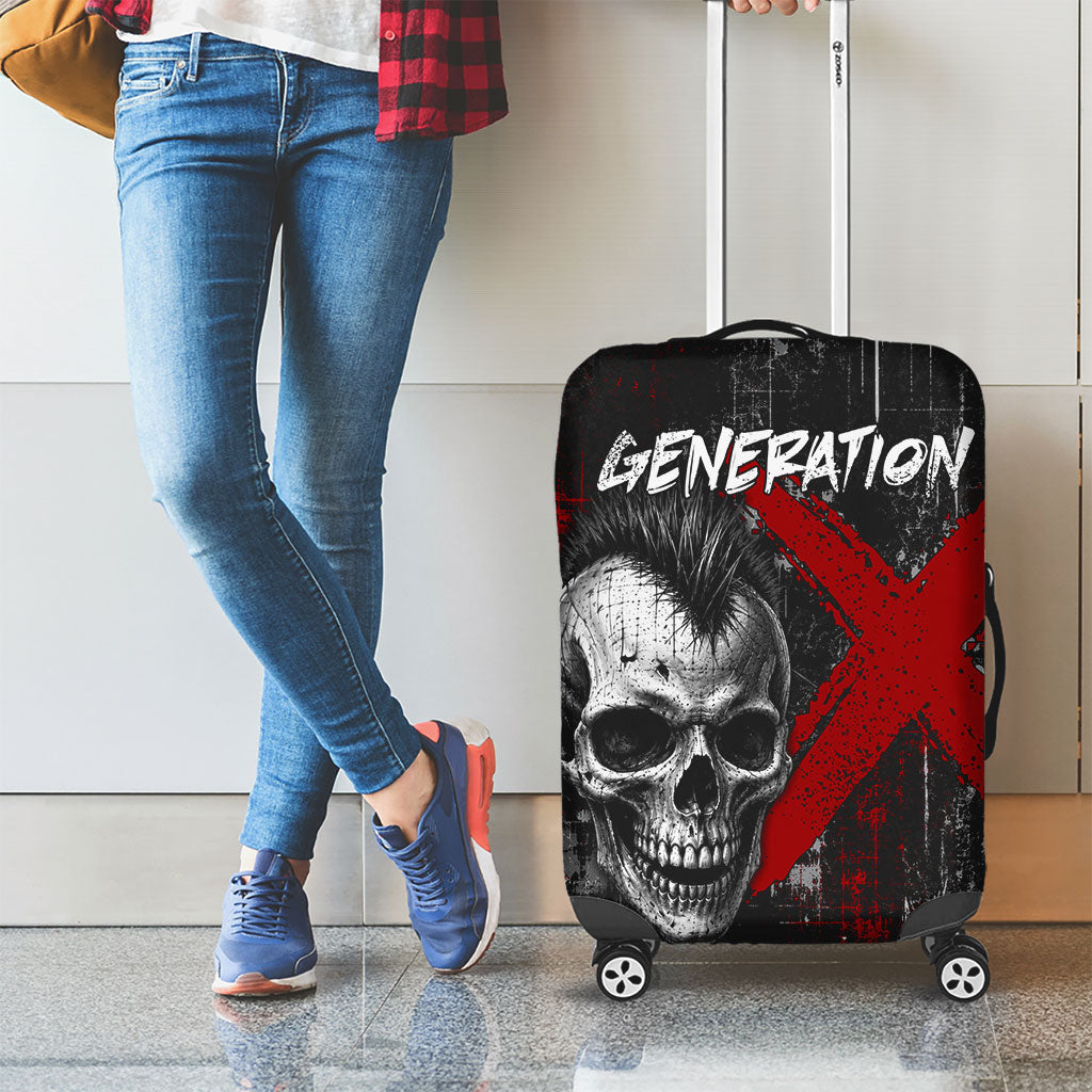Generation X Mohawk Skull Luggage Cover Distressed Punk Rock Grunge
