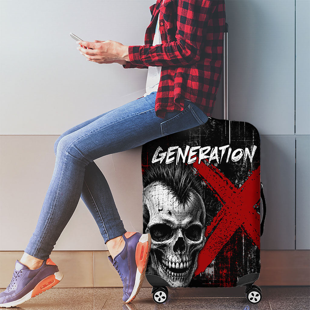Generation X Mohawk Skull Luggage Cover Distressed Punk Rock Grunge
