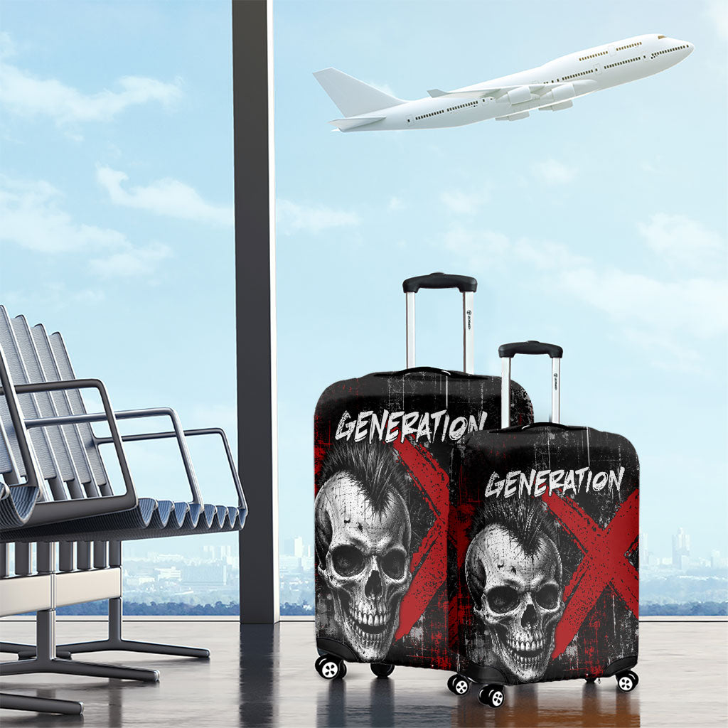 Generation X Mohawk Skull Luggage Cover Distressed Punk Rock Grunge
