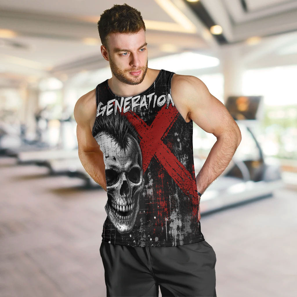 Generation X Mohawk Skull Men Tank Top Distressed Punk Rock Grunge