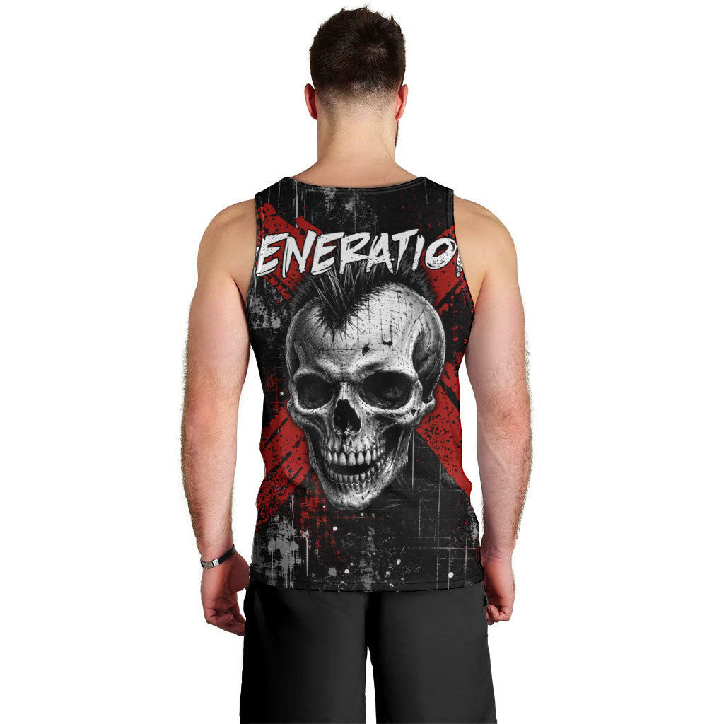 Generation X Mohawk Skull Men Tank Top Distressed Punk Rock Grunge