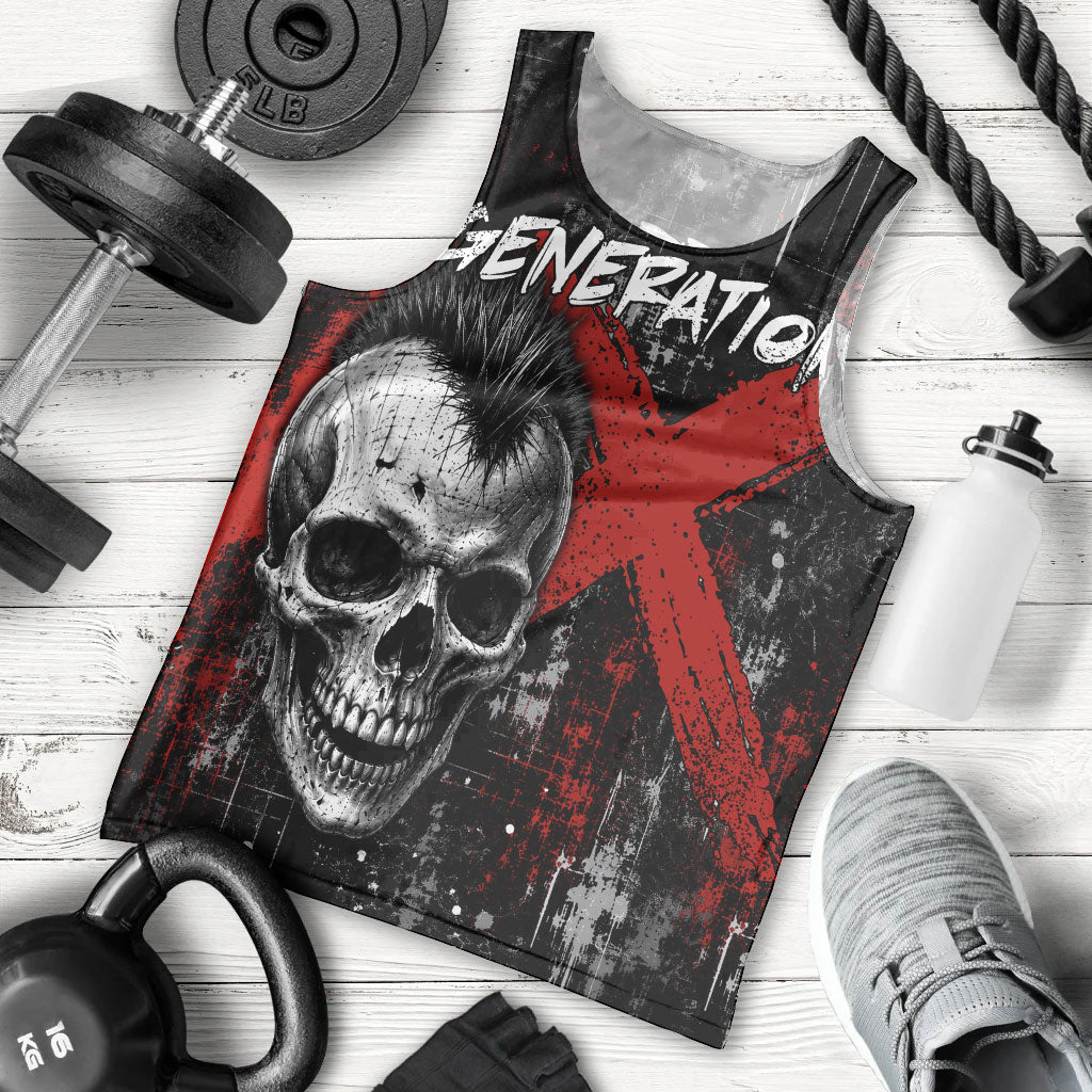 Generation X Mohawk Skull Men Tank Top Distressed Punk Rock Grunge