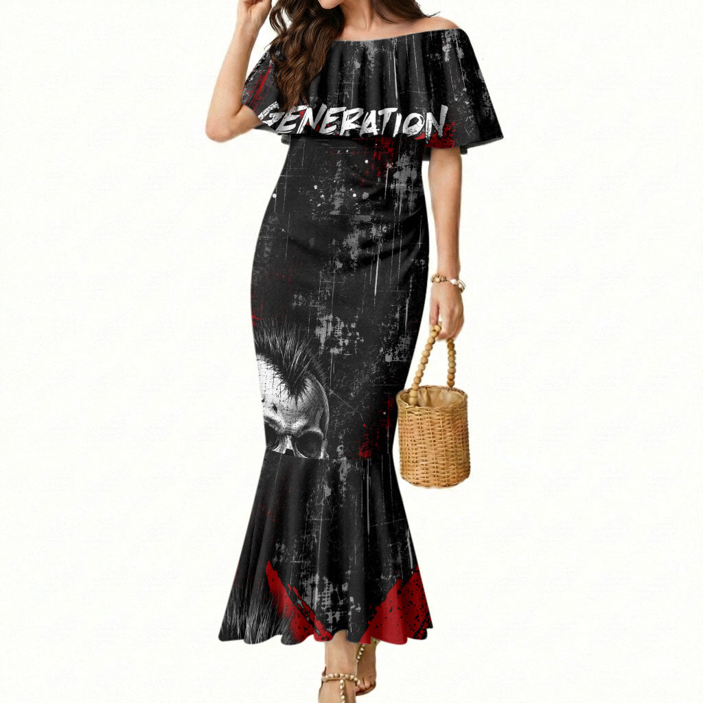 Generation X Mohawk Skull Mermaid Dress Distressed Punk Rock Grunge
