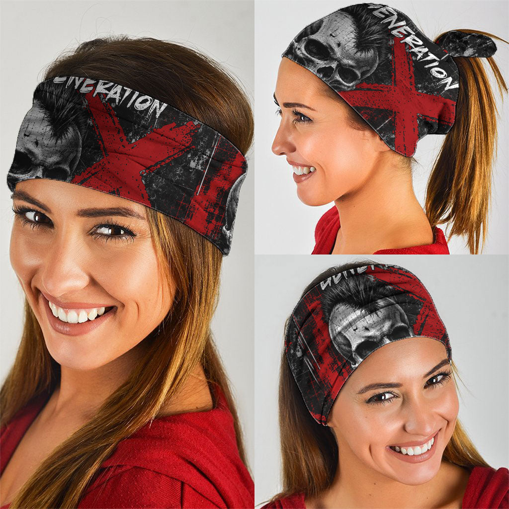 Generation X Mohawk Skull Neck Gaiter Distressed Punk Rock Grunge