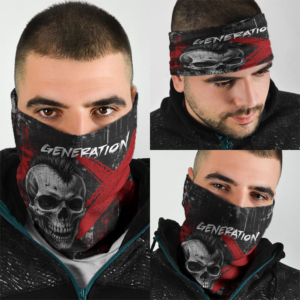 Generation X Mohawk Skull Neck Gaiter Distressed Punk Rock Grunge