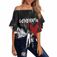 Generation X Mohawk Skull Off Shoulder Wrap Waist Top Distressed Punk Rock Grunge