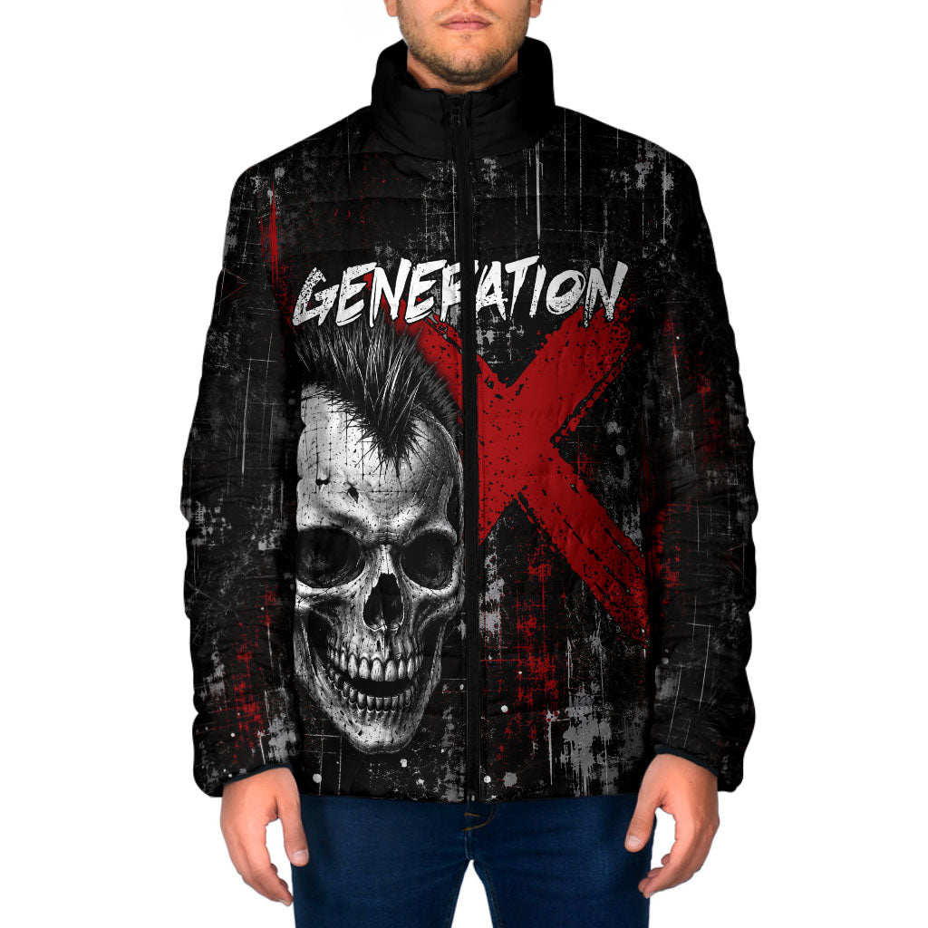 Generation X Mohawk Skull Padded Jacket Distressed Punk Rock Grunge