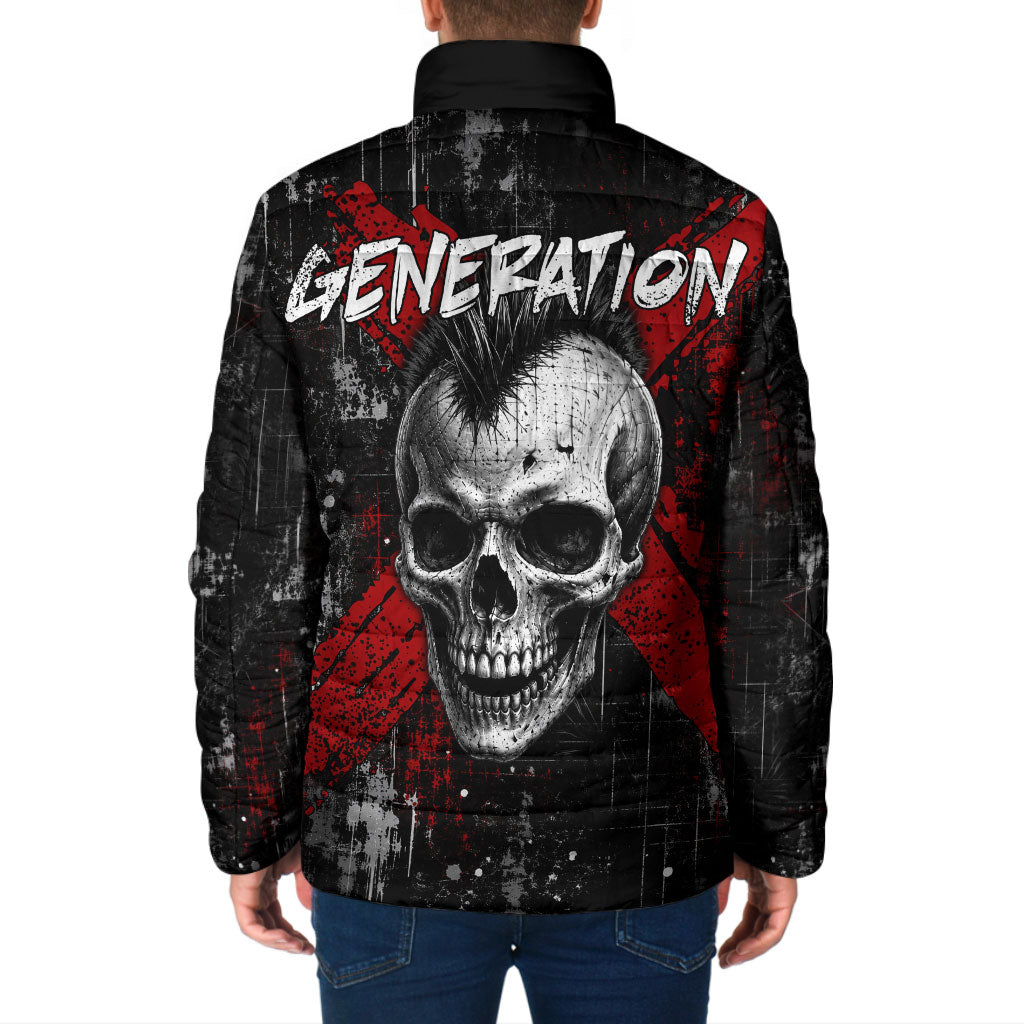 Generation X Mohawk Skull Padded Jacket Distressed Punk Rock Grunge