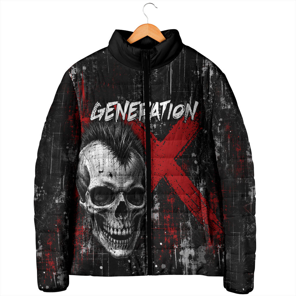 Generation X Mohawk Skull Padded Jacket Distressed Punk Rock Grunge