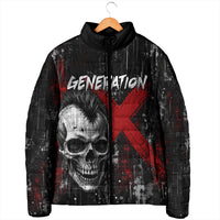 Generation X Mohawk Skull Padded Jacket Distressed Punk Rock Grunge