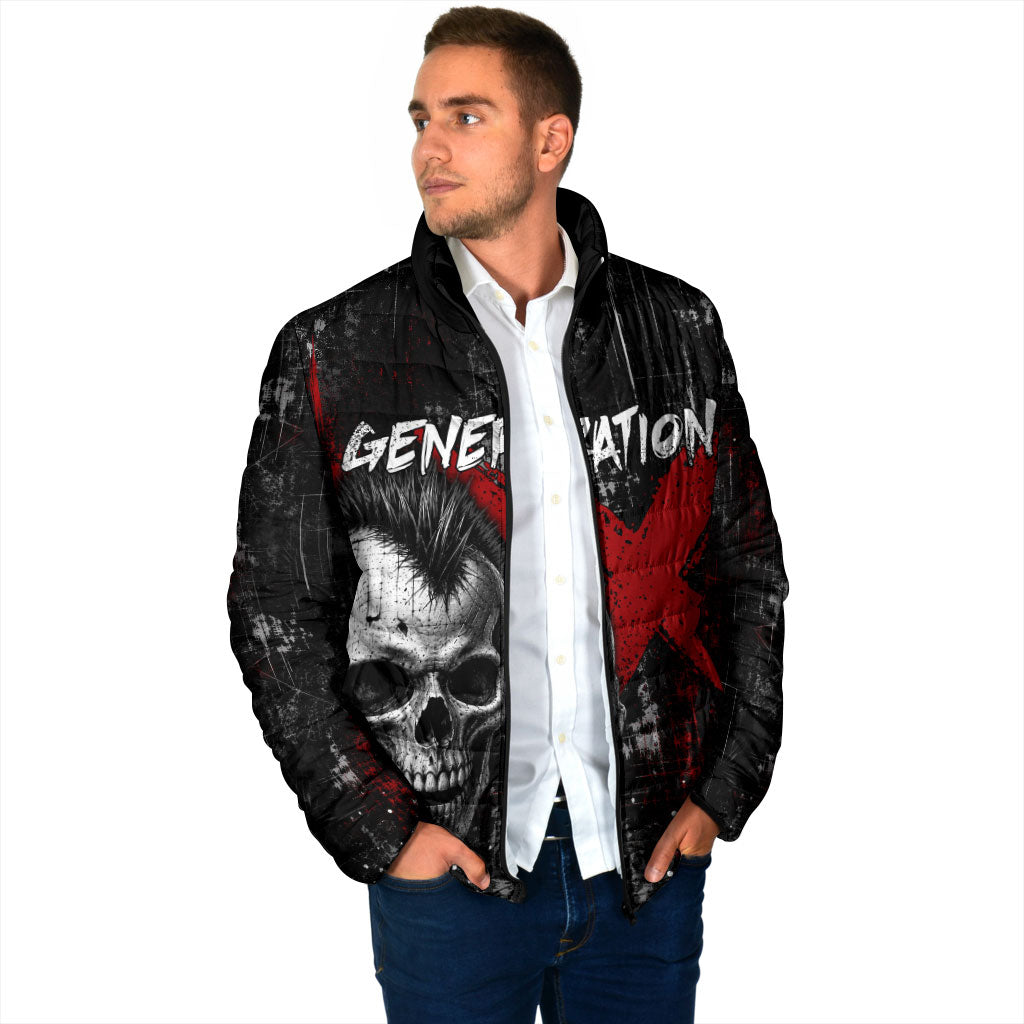 Generation X Mohawk Skull Padded Jacket Distressed Punk Rock Grunge