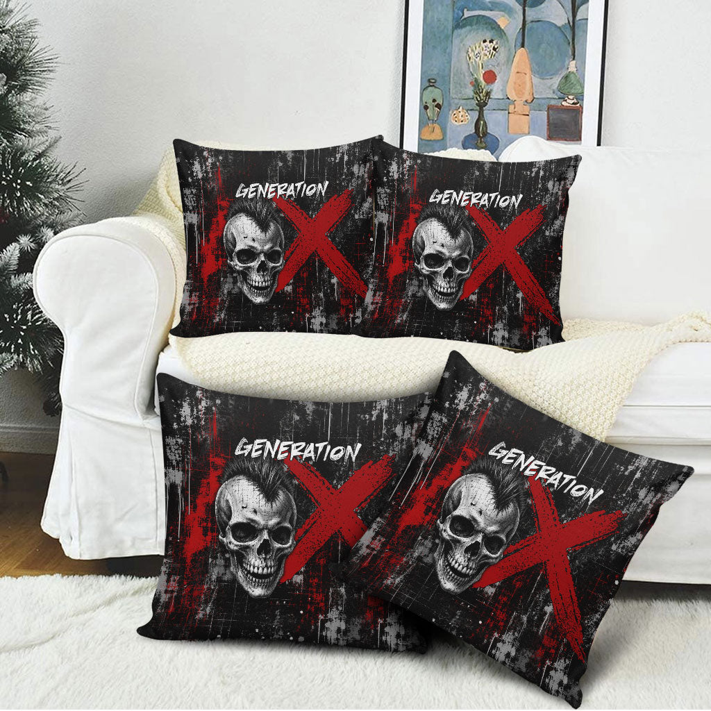 Generation X Mohawk Skull Pillow Cover Distressed Punk Rock Grunge