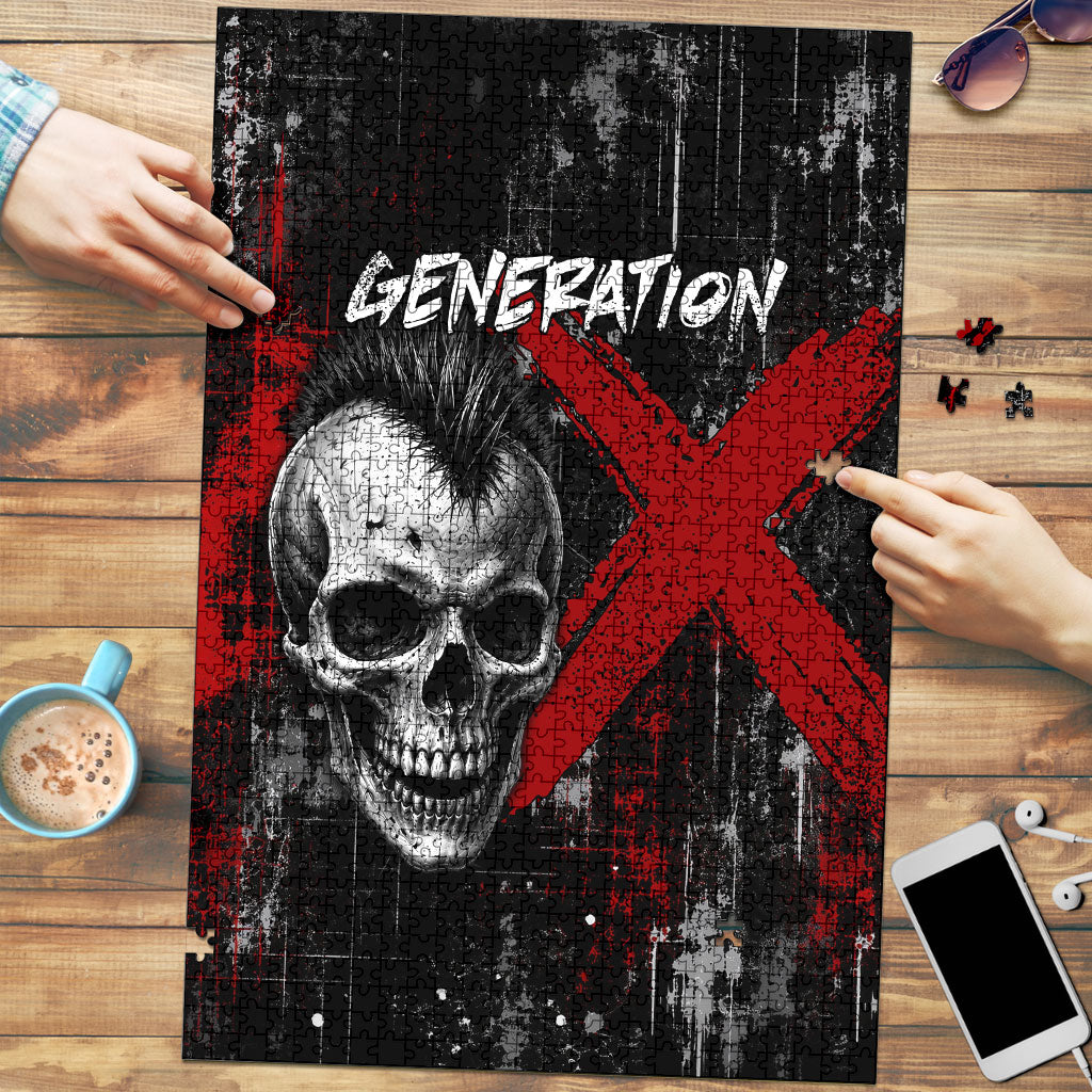 Generation X Mohawk Skull Puzzle Distressed Punk Rock Grunge