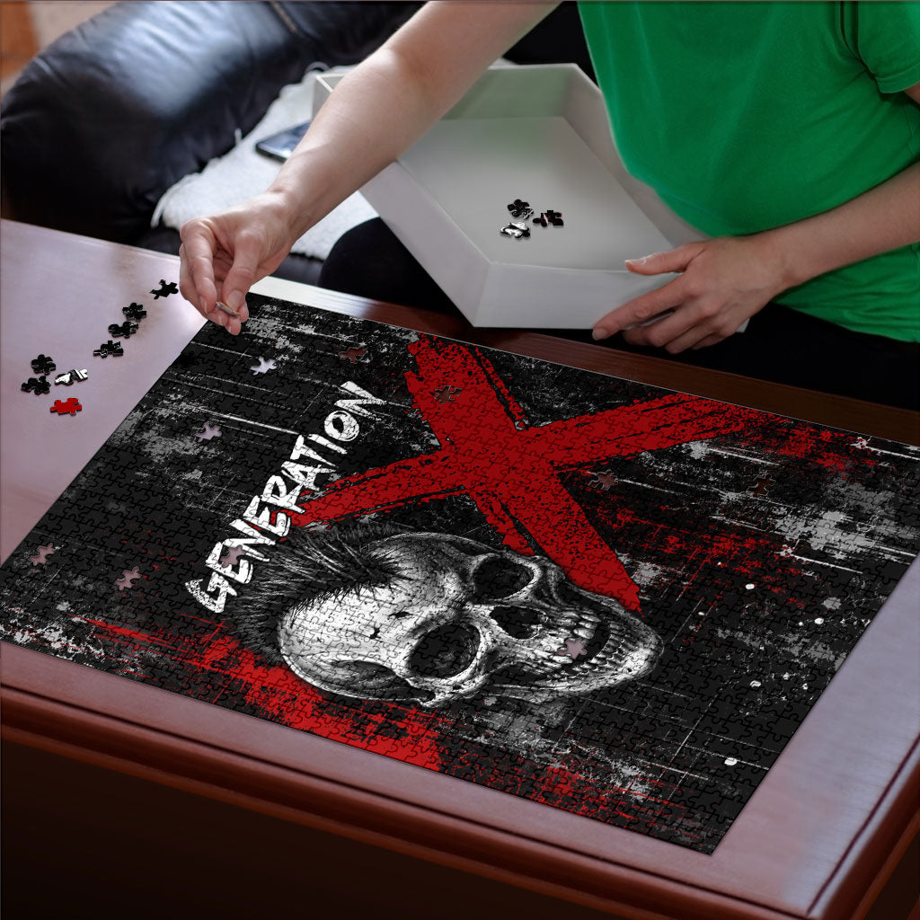 Generation X Mohawk Skull Puzzle Distressed Punk Rock Grunge