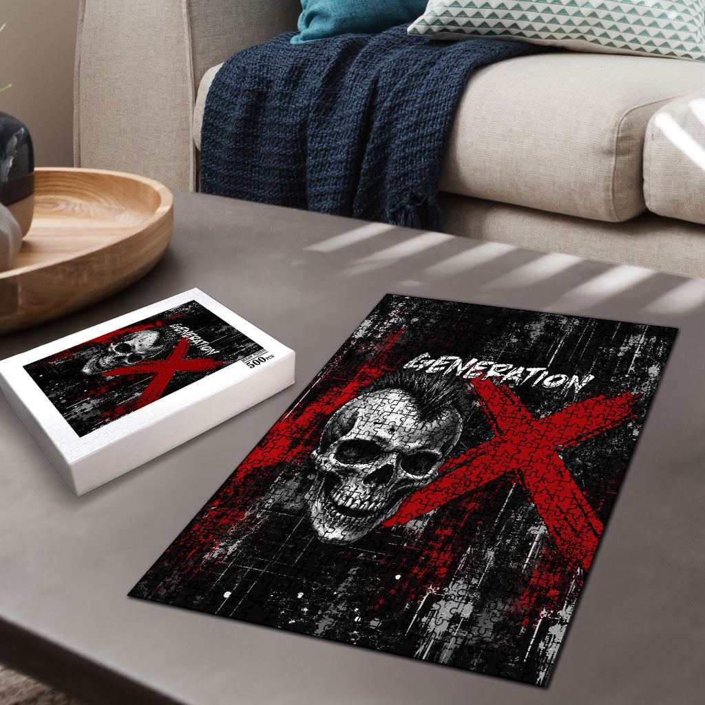 Generation X Mohawk Skull Puzzle Distressed Punk Rock Grunge