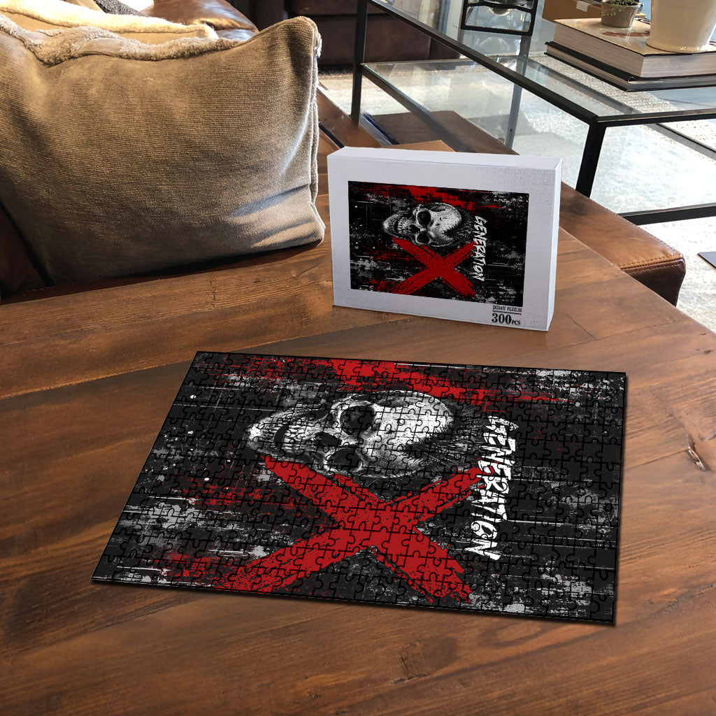 Generation X Mohawk Skull Puzzle Distressed Punk Rock Grunge