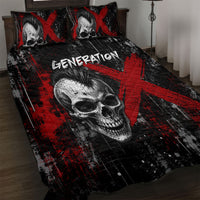 Generation X Mohawk Skull Quilt Bed Set Distressed Punk Rock Grunge