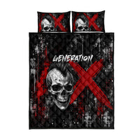 Generation X Mohawk Skull Quilt Bed Set Distressed Punk Rock Grunge