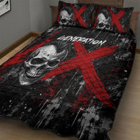 Generation X Mohawk Skull Quilt Bed Set Distressed Punk Rock Grunge