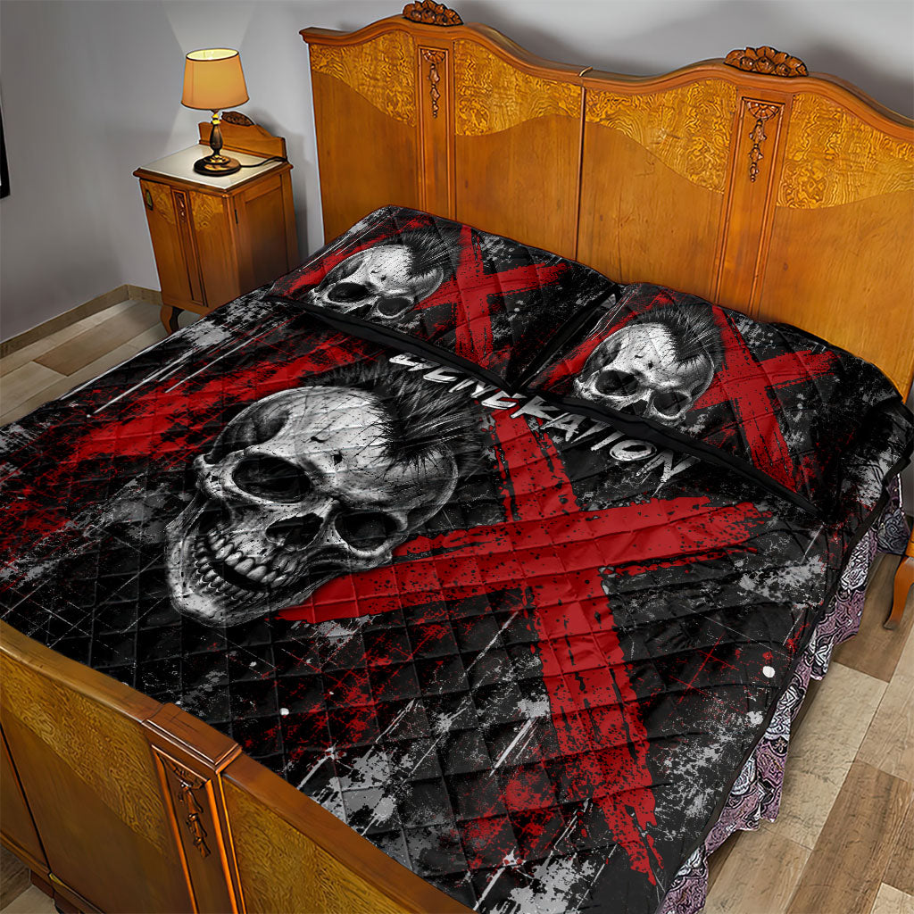 Generation X Mohawk Skull Quilt Bed Set Distressed Punk Rock Grunge