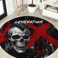 Generation X Mohawk Skull Round Carpet Distressed Punk Rock Grunge