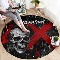 Generation X Mohawk Skull Round Carpet Distressed Punk Rock Grunge