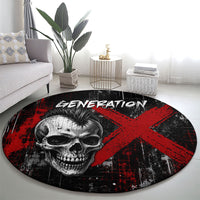 Generation X Mohawk Skull Round Carpet Distressed Punk Rock Grunge