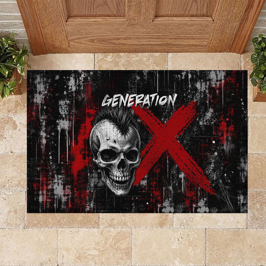 Generation X Mohawk Skull Rubber Doormat Distressed Punk Rock Grunge