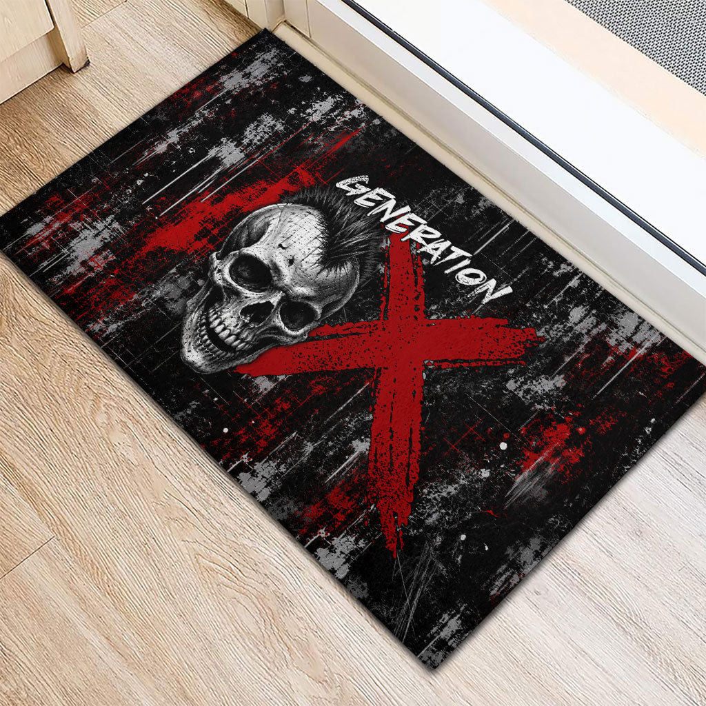 Generation X Mohawk Skull Rubber Doormat Distressed Punk Rock Grunge