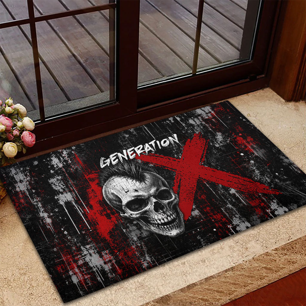 Generation X Mohawk Skull Rubber Doormat Distressed Punk Rock Grunge