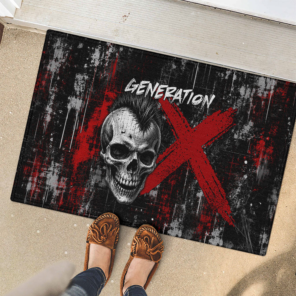 Generation X Mohawk Skull Rubber Doormat Distressed Punk Rock Grunge