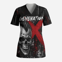 Generation X Mohawk Skull Scrub Top Distressed Punk Rock Grunge