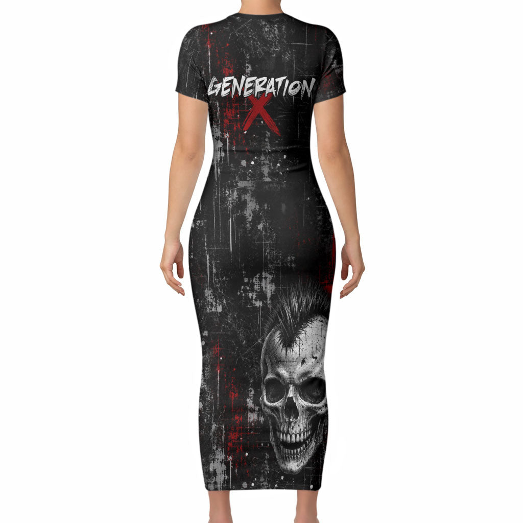 Generation X Mohawk Skull Short Sleeve Bodycon Dress Distressed Punk Rock Grunge