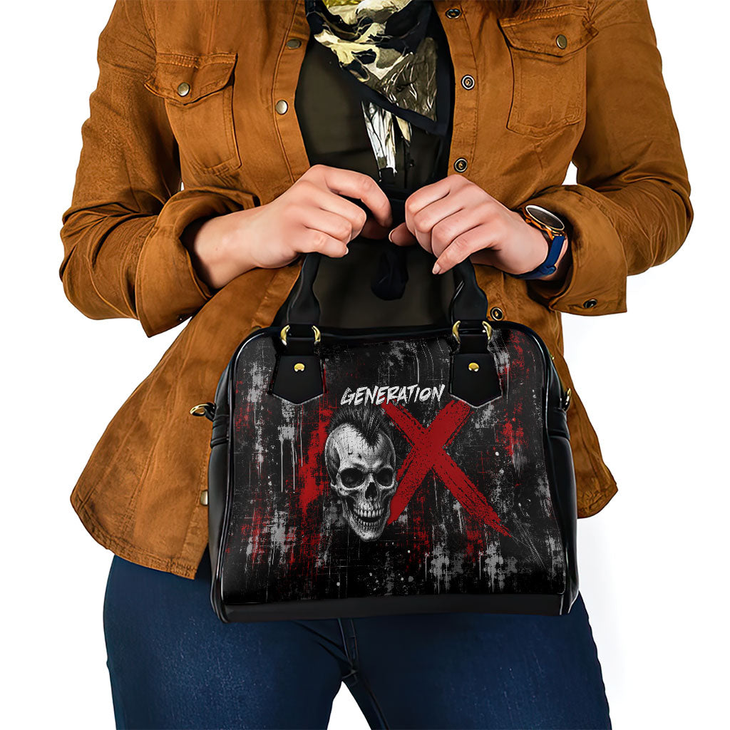 Generation X Mohawk Skull Shoulder Handbag Distressed Punk Rock Grunge