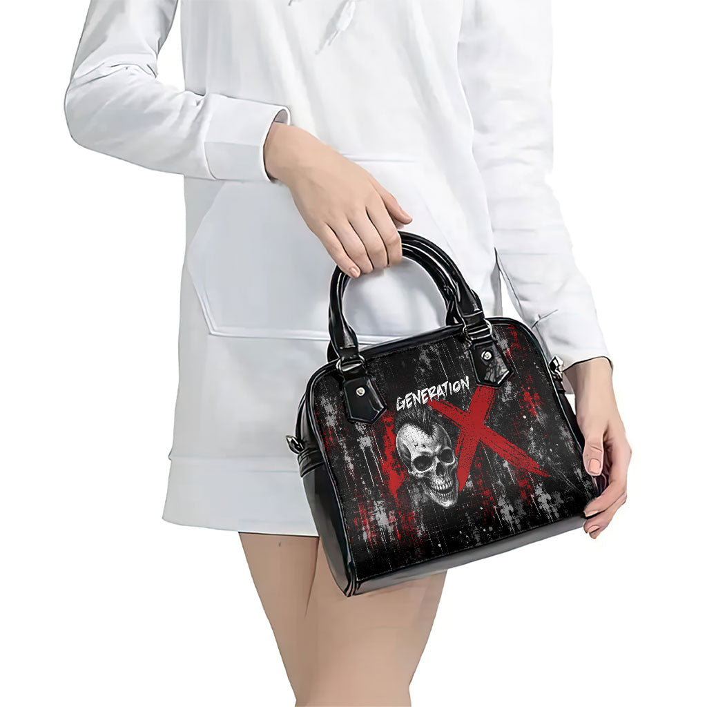 Generation X Mohawk Skull Shoulder Handbag Distressed Punk Rock Grunge