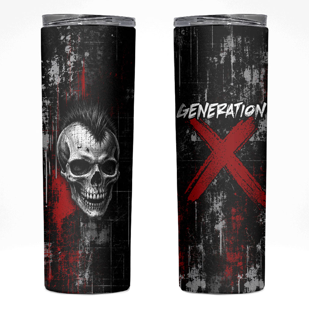 Generation X Mohawk Skull Skinny Tumbler Distressed Punk Rock Grunge