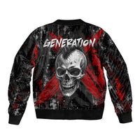 Generation X Mohawk Skull Sleeve Zip Bomber Jacket Distressed Punk Rock Grunge