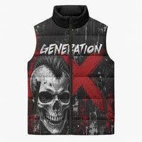 Generation X Mohawk Skull Sleeveless Puffer Jacket Distressed Punk Rock Grunge