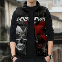 Generation X Mohawk Skull Sleeveless Puffer Jacket Distressed Punk Rock Grunge
