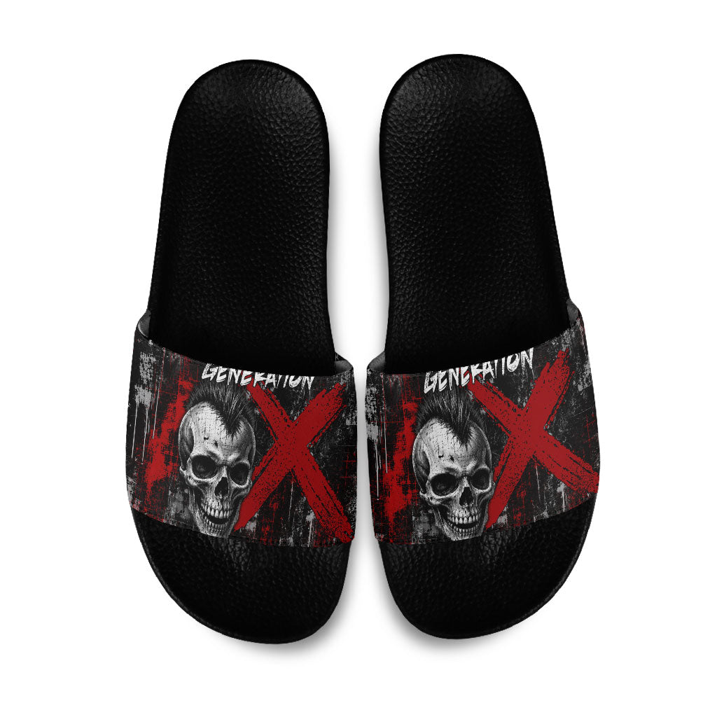 Generation X Mohawk Skull Slide Sandals Distressed Punk Rock Grunge